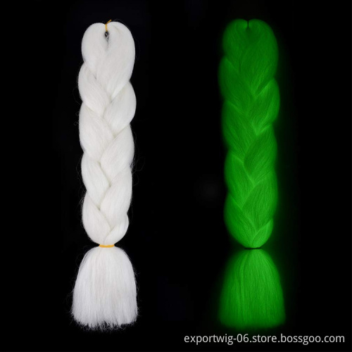 glowing in the dark braiding hair Jumbo shining hair in the darkness soft 24inch 100g braiding hair extensions